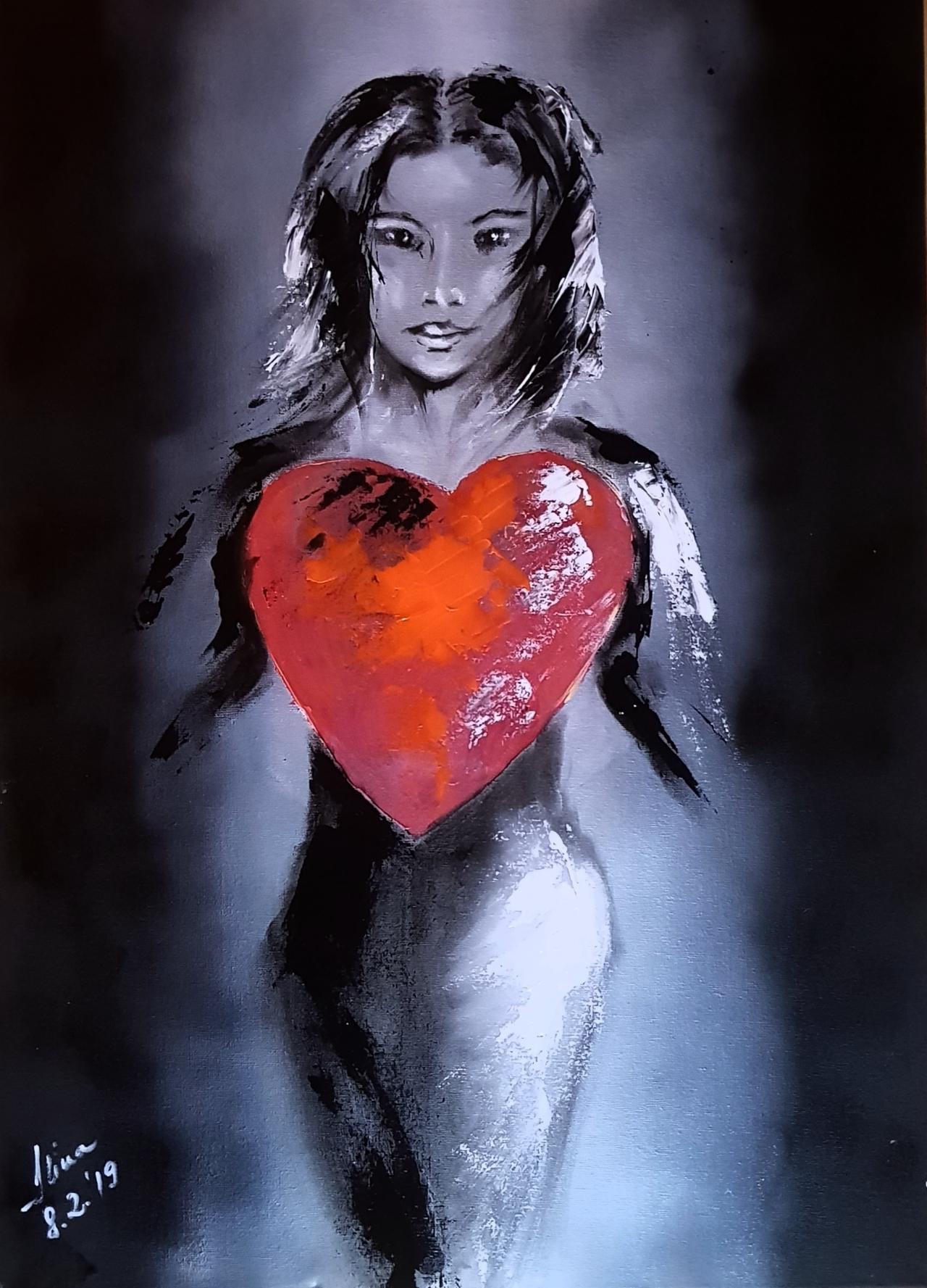 ArteDiAlina.com painting: with heart on fire